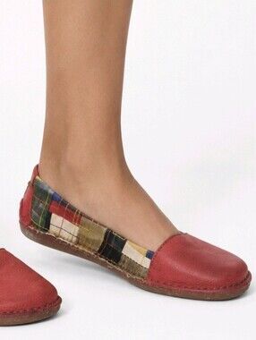 The Art Company Shoes Red Plaid Leather Loafers Size 39 (US 8.5)